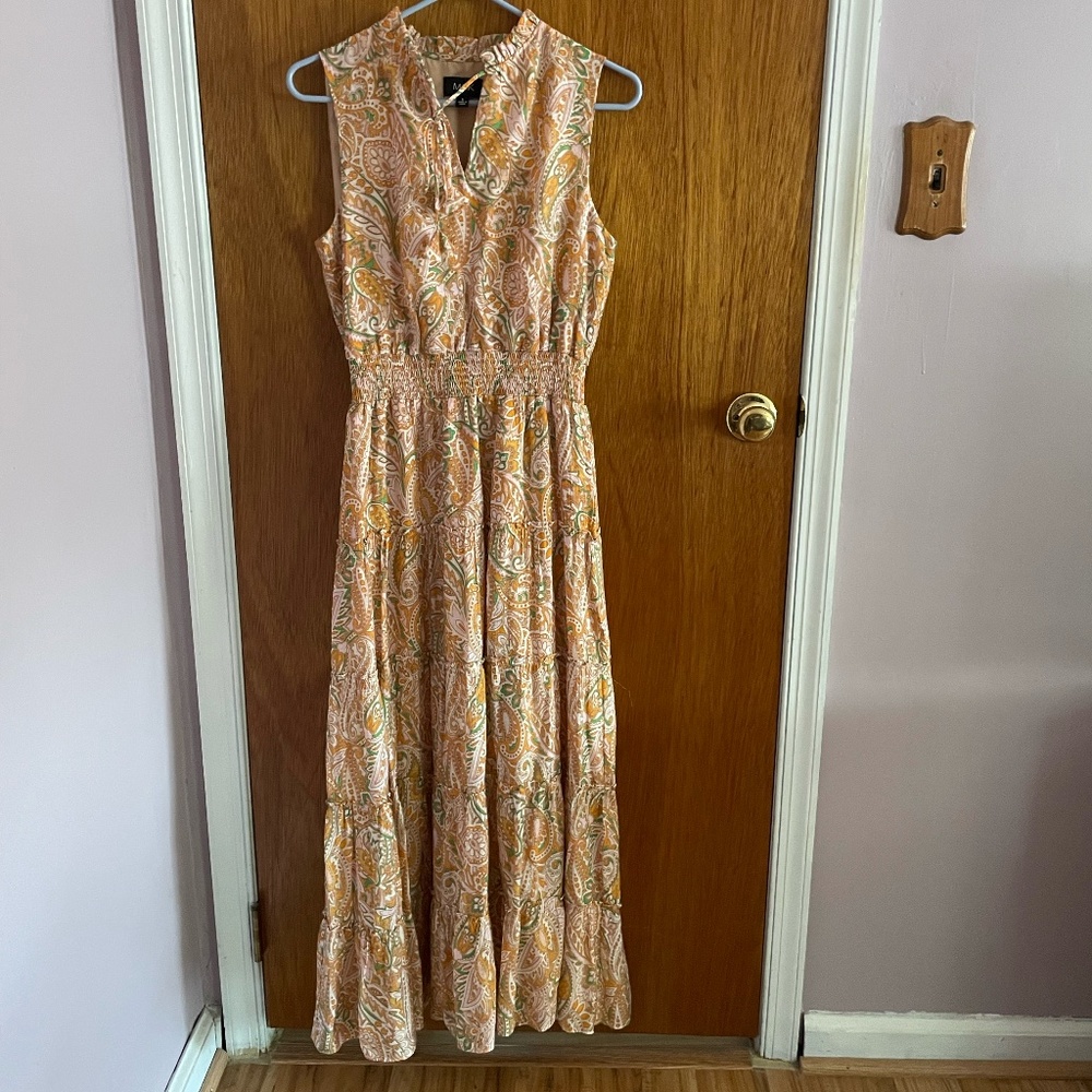 MSK orange floral pattern maxi dress